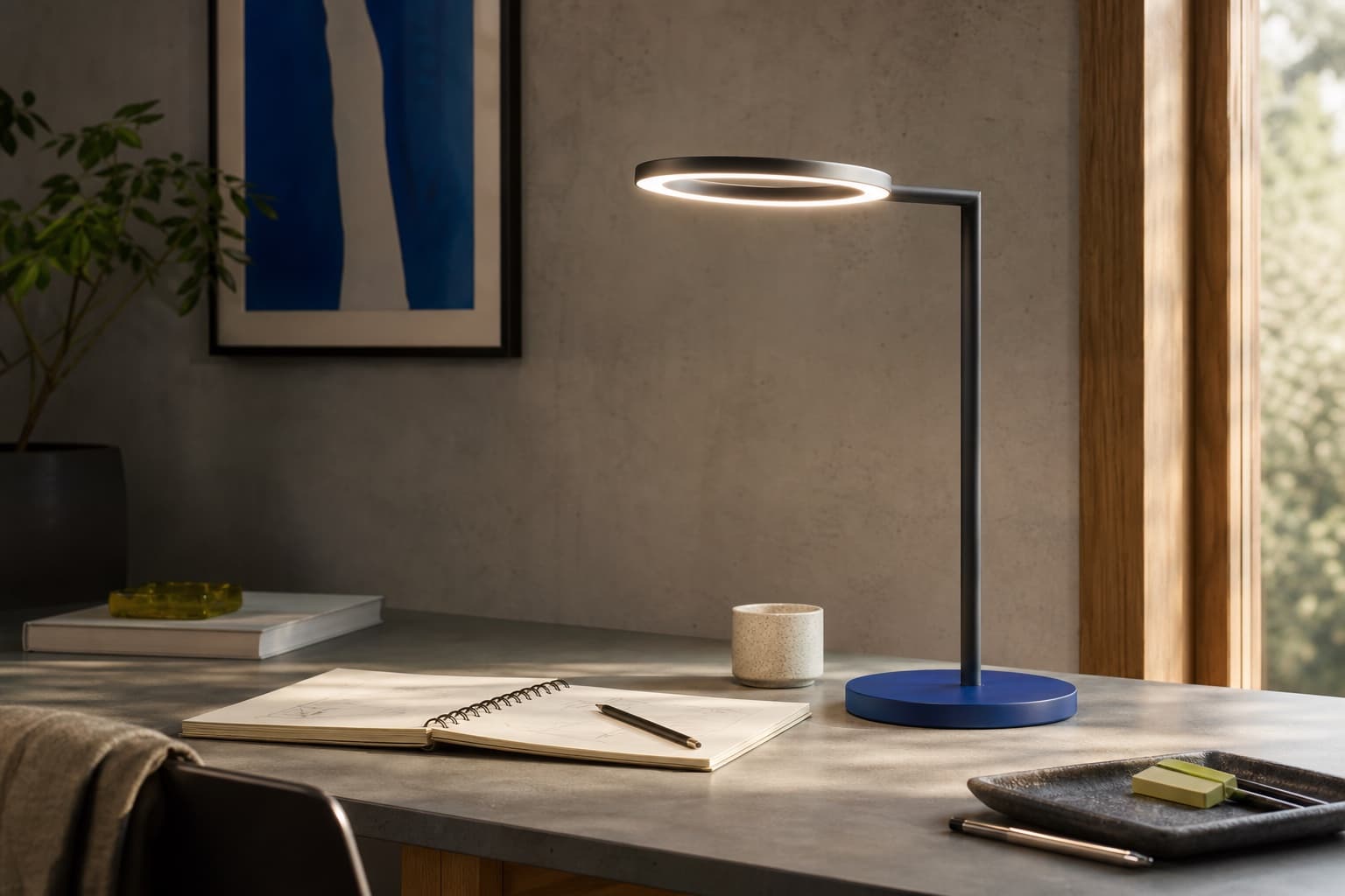 Halo Desk Light in a creative workspace